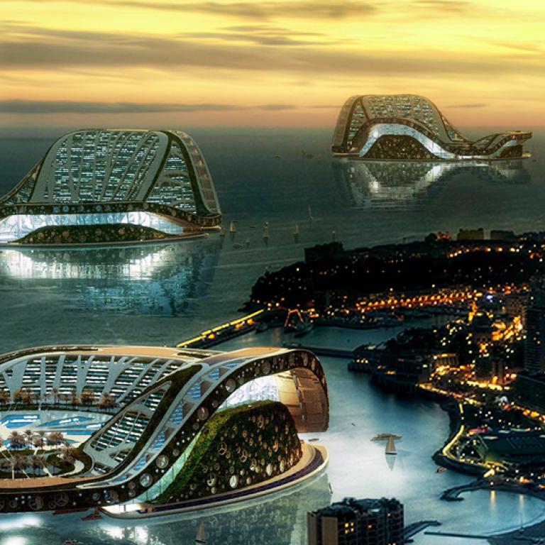 Vincent Caillebaut, Lilypad, Floating ecopolis for climate refugees 2008-2017