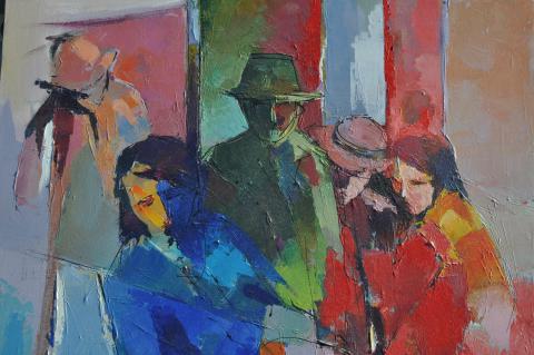 1 peinture avec 4 personnages