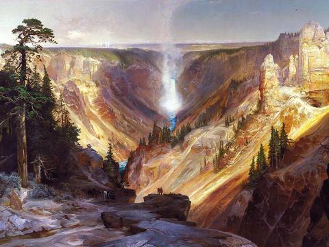 Thomas Moran, Le Grand Canyon à Yellowstone, 1872, huile sur toile, 213 × 266.3 cm, Washington, Smithsonian American Museum of Art.